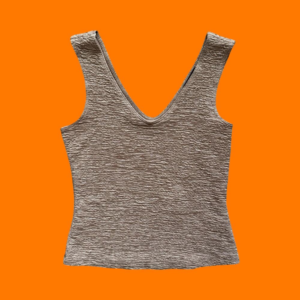 90's vintage champagne gold metallic textured bodycon y2k tank top S my Michelle